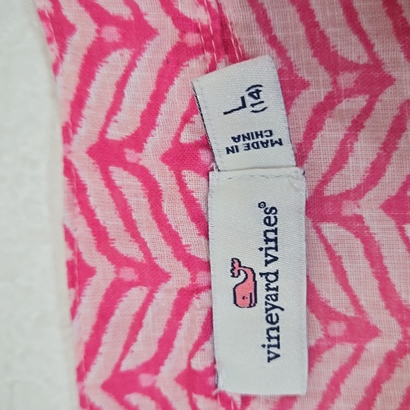 Vineyard Vines Girls Bright Pink/Pale Pink Elbow Sleeve Tunic Lace Trim, size 14 - Picture 4 of 8